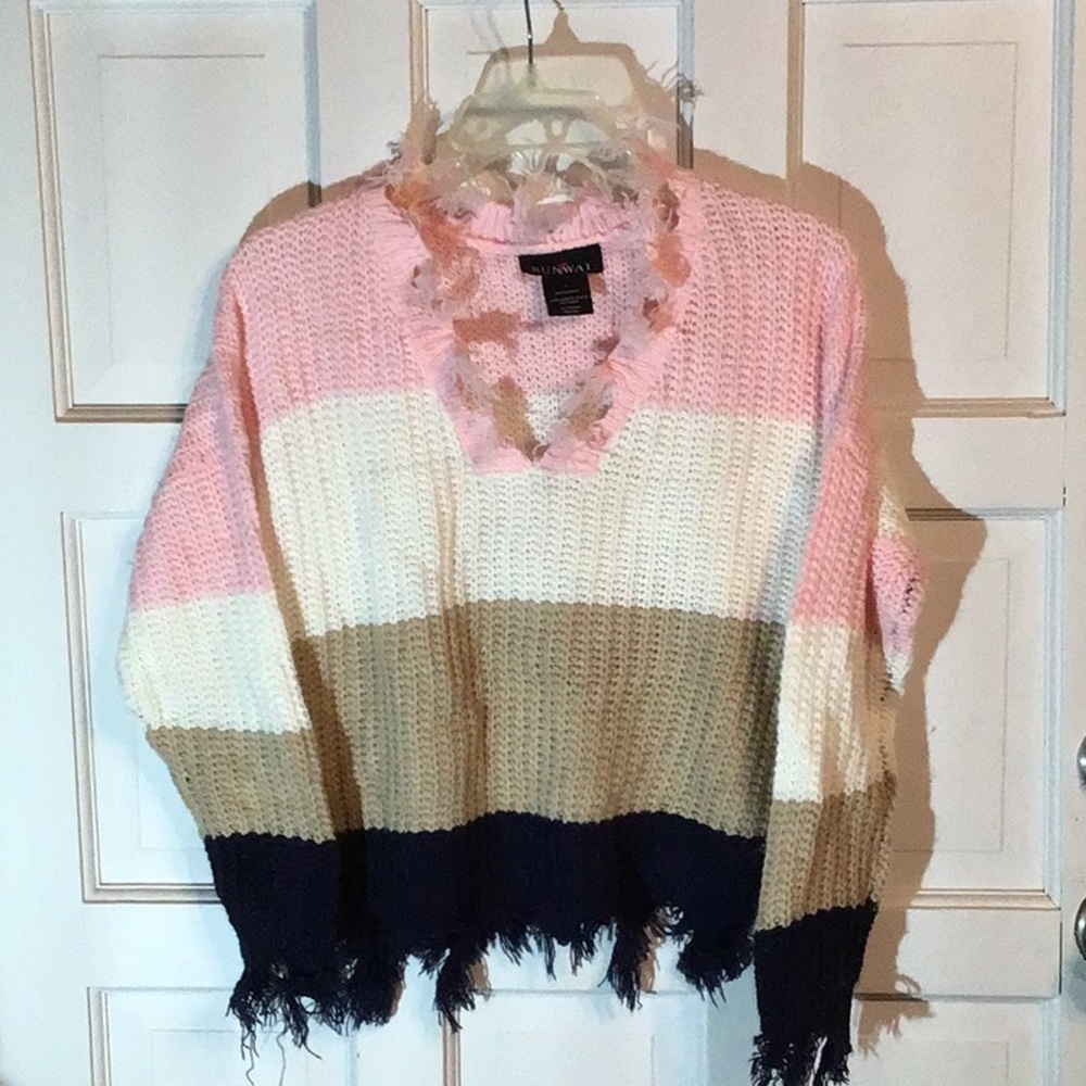 RUNWAY 7 KNIT DISTRESSED SWEATER